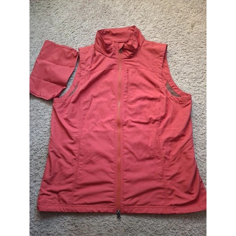 Orvis Mens Pack And Go Travel Vest Sz L Spice Full Zip Windproof